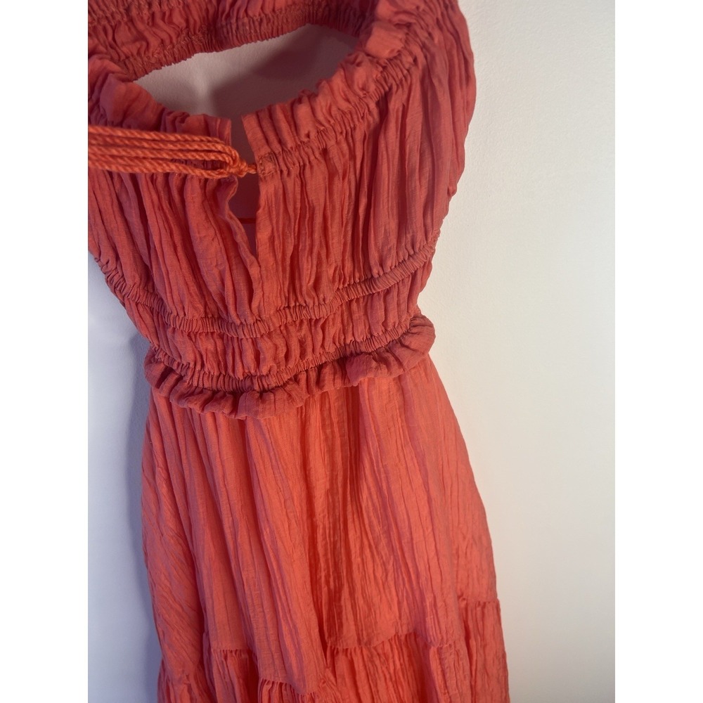 Coral Midi Tiered Open Back Boho Beach Party Dress Women‎ M Indie Festival - Picture 11 of 13